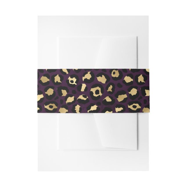 Purple and Gold Leopard Series Design 2 Invitation Belly Band (Front Example)