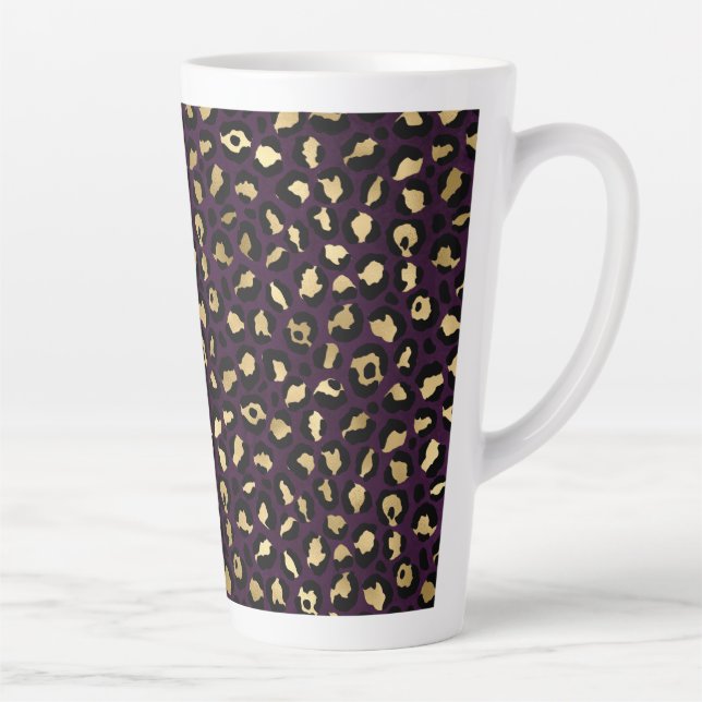 Purple and Gold Leopard Series Design 2 Latte Mug (Right)