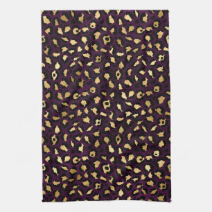 Purple and Gold Leopard Series Design 2 Tea Towel