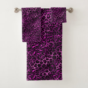 Purple and Gold Leopard Series Design 3 Bath Towel Set