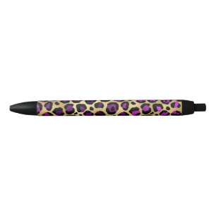 Purple and Gold Leopard Series Design 4 Black Ink Pen