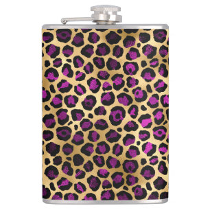Purple and Gold Leopard Series Design 4 Hip Flask
