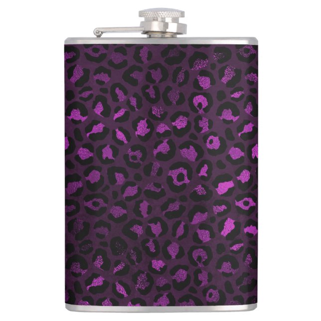 Purple and Gold Leopard Series Design 5 Hip Flask (Front)