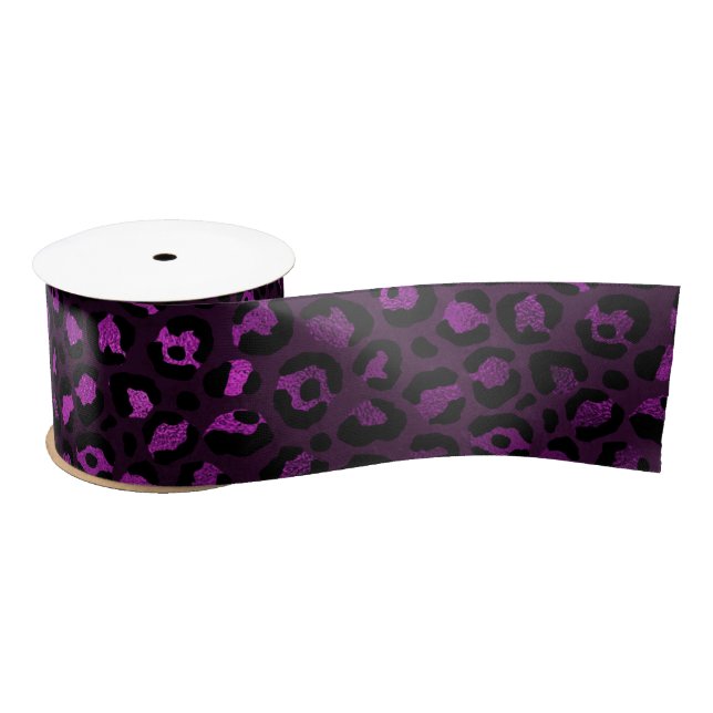 Purple and Gold Leopard Series Design 5 Satin Ribbon (Spool)