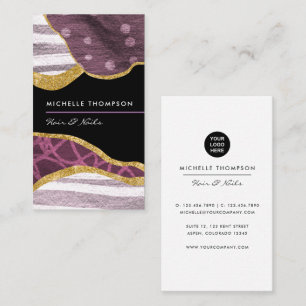 Purple and Gold Linen Fabric Business Card