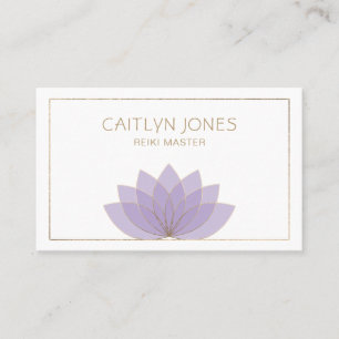 Purple And Gold Lotus Logo Yoga Reiki Business Card