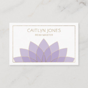 Purple And Gold Lotus Logo Yoga Reiki Business Card
