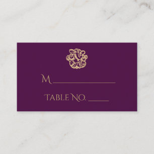 Purple and Gold Mandala Indian Wedding Place Cards