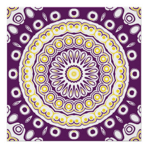 Purple and Gold Mandala Pattern Poster
