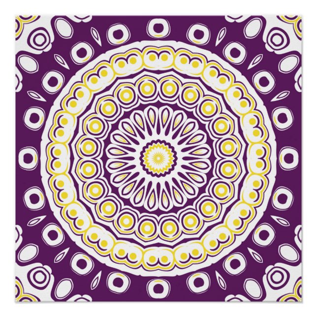 Purple and Gold Mandala Pattern Poster (Front)