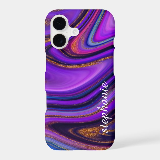 Purple and Gold Marble Agate Monogram (Back)