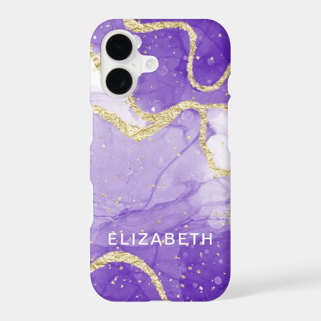 purple and gold marble glitter personalized  (Back)