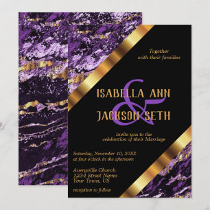 Purple and Gold Marble Invitation