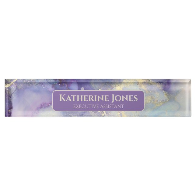 Purple and Gold Marble Nameplate (Front)