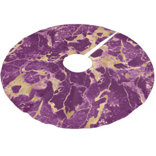 Purple and Gold Marble Pattern Brushed Polyester Tree Skirt