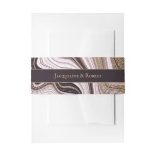 Purple and Gold Marble Wedding Invitation Belly Band