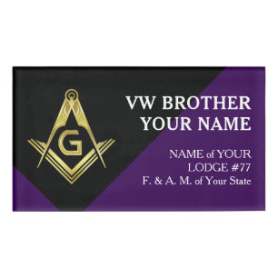 Purple and Gold Masonic Name Tags   Grand Lodge