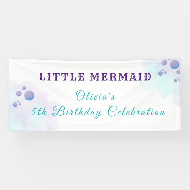 Purple and Gold Mermaid Birthday under the Sea Banner (Horizontal)