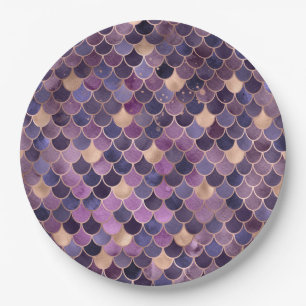Purple and gold Mermaid Scales  Paper Plate