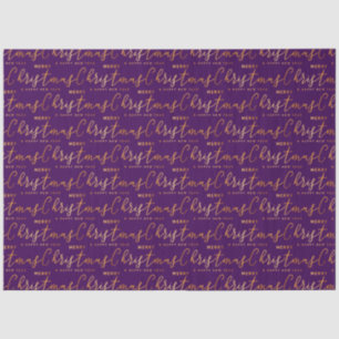 Purple and Gold Merry Christmas Word Art Tissue Paper