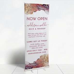 Purple And Gold Modern Art Liquid Watercolor Ink Retractable Banner