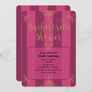 Purple and Gold Modern Glam Bachelorette Shower Invitation