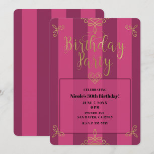 Purple and Gold Modern Glam Birthday Party Invitation