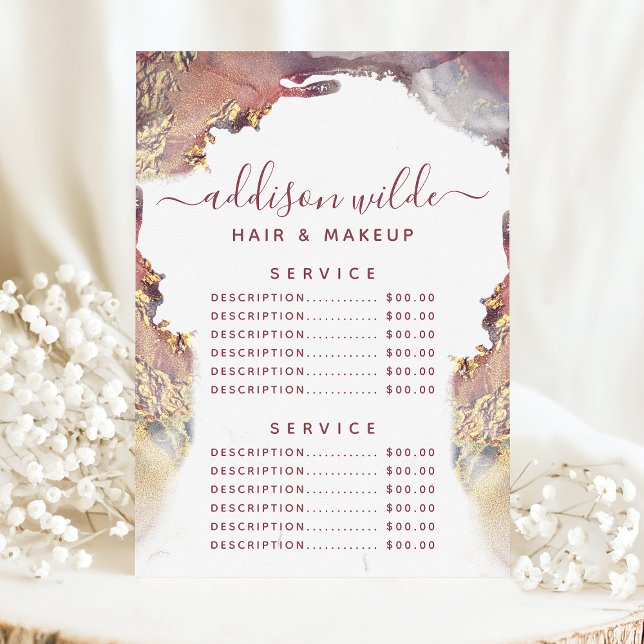 Purple And Gold Modern Liquid Ink Service Price Menu (Creator Uploaded)
