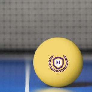 Purple and Gold Monogram Logo Crest Ping Pong Ball