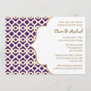 Purple and Gold Moroccan Couples Wedding Shower Invitation
