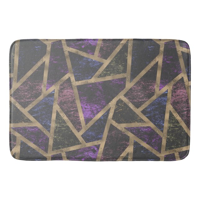 Purple and gold mosaic pattern bath mat (Front)