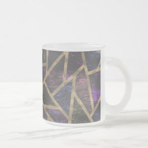 Purple and gold mosaic pattern frosted glass coffee mug