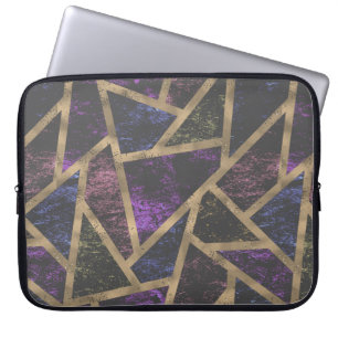 Purple and gold mosaic pattern laptop sleeve