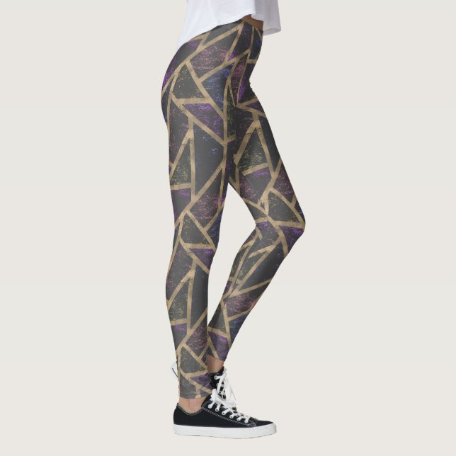 Purple and gold mosaic pattern leggings (Right)