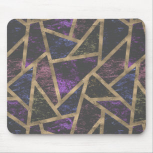 Purple and gold mosaic pattern mouse mat