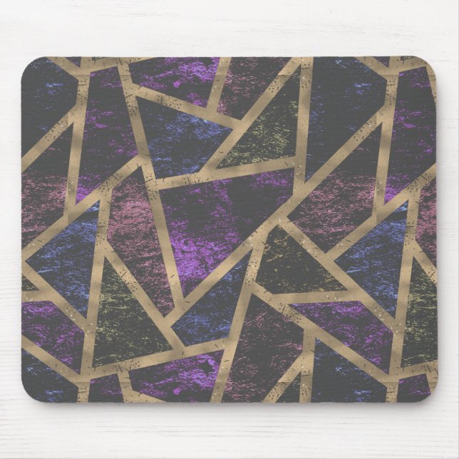 Purple and gold mosaic pattern mouse mat (Front)
