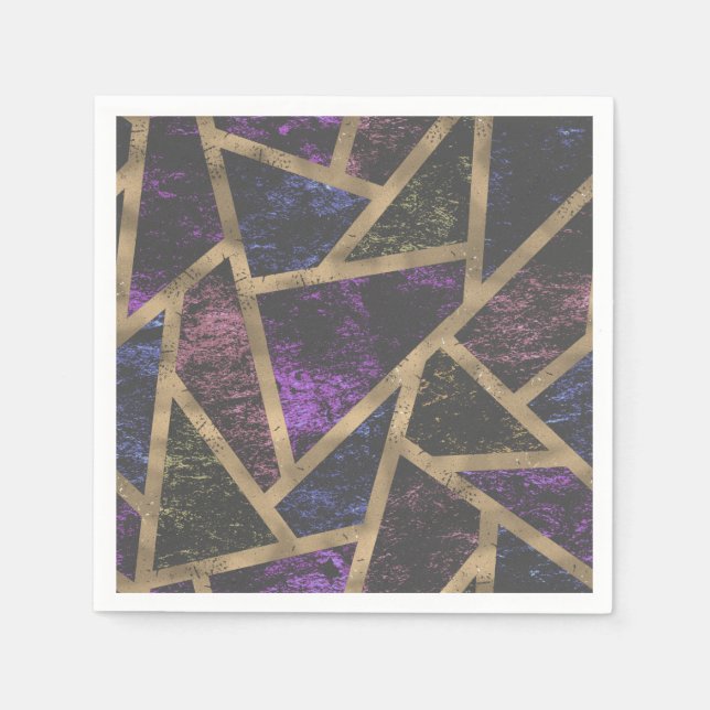 Purple and gold mosaic pattern napkin (Front)