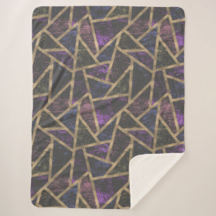 Purple and gold mosaic pattern sherpa blanket