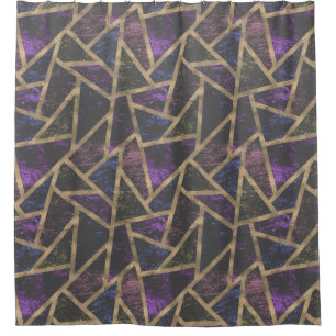 Purple and gold mosaic pattern shower curtain