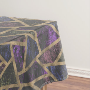 Purple and gold mosaic pattern tablecloth