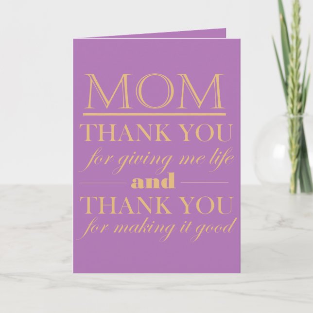 Purple and Gold Mother's Day Thank You Mum Card (Front)