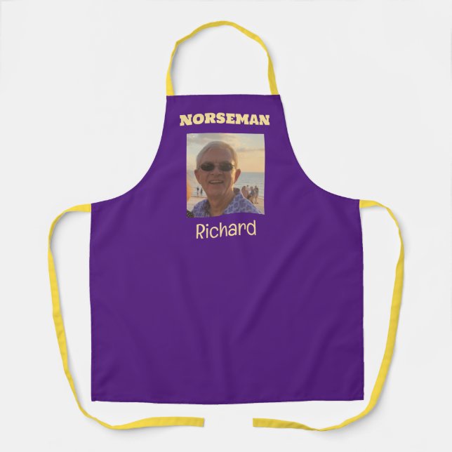 Purple and Gold Norseman Custom Photo Apron (Front)