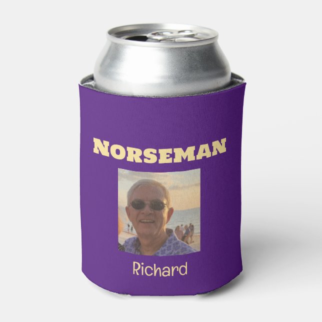 Purple and Gold Norseman Custom Photo  Can Cooler (Can Front)