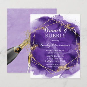Purple and Gold Paint Brunch & Bubbly  Invitation