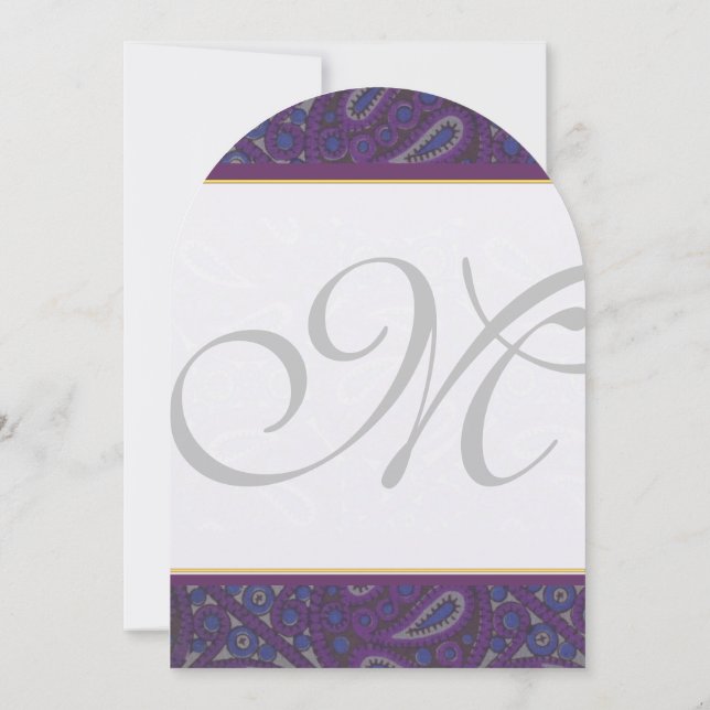Purple and Gold Paisley Wedding Invitation (Back)