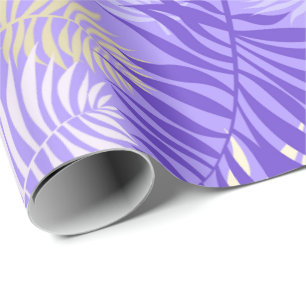 Purple and Gold Palm Leaf Wrapping Paper