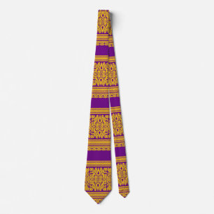 Purple And Gold Patterned Designer Tie
