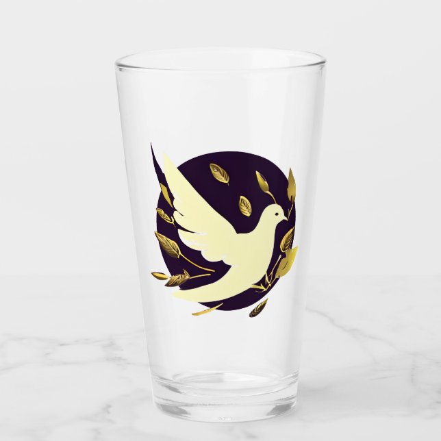 Purple and Gold Peace Dove Glass (Front)