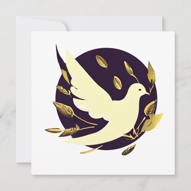 Purple and Gold Peace Dove Holiday Card (Front)