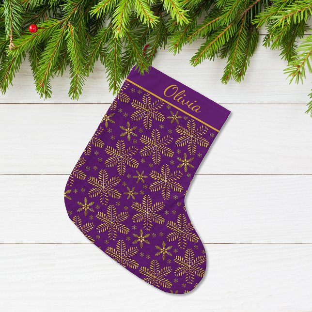 Purple and Gold Personalised Large Christmas Stocking (Creator Uploaded)